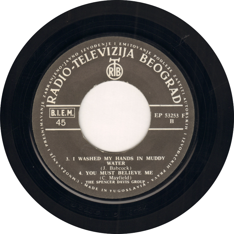 Side I Washed My Hands In Muddy Water/You Must Believe Me of record