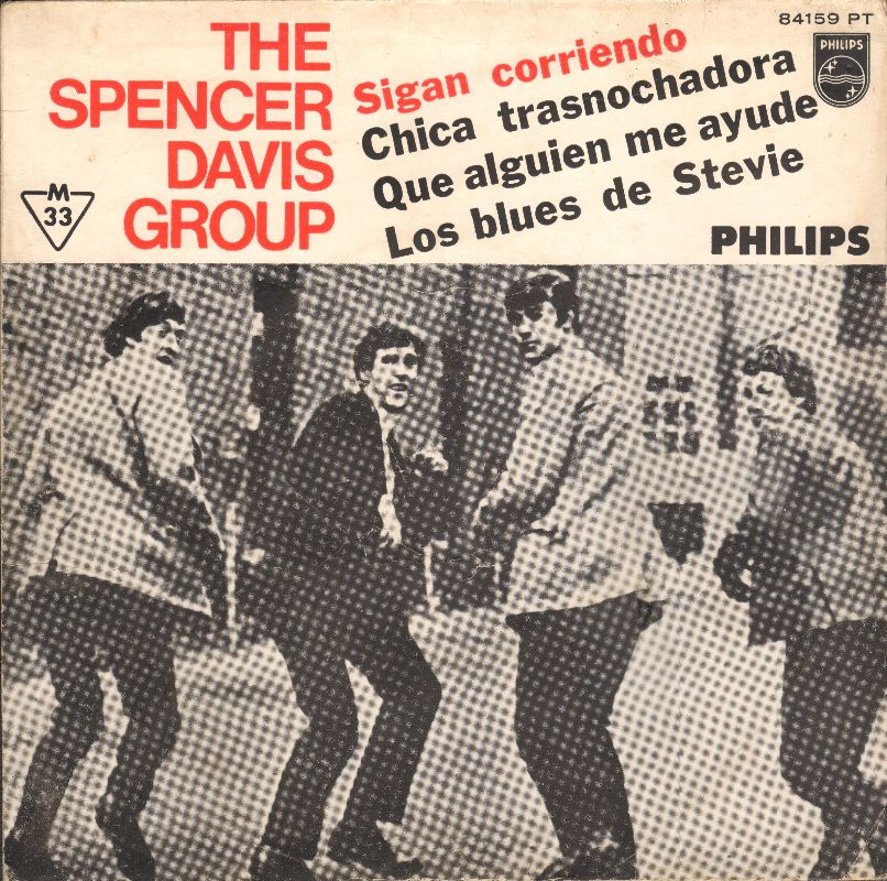 Front of record sleeve Sigan Corriendo(Keep on Running)/Chica Trasnochadora(High Time Baby)/Que Alguien me Ayude(Somebody Help Me)/Los Blues de Stevie(Stevie's Blues)