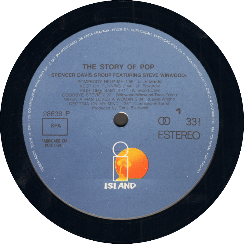 Side 1 of record The Story of Pop Spencer Davis Group featuring Steve Winwood