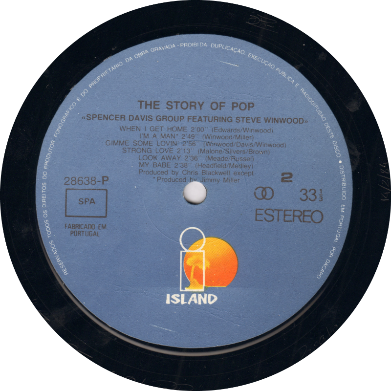 Side 2 of record The Story of Pop Spencer Davis Group featuring Steve Winwood