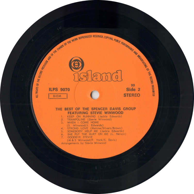 Side 2 of record The Best of the Spencer Davis Group Featuring Stevie Winwood