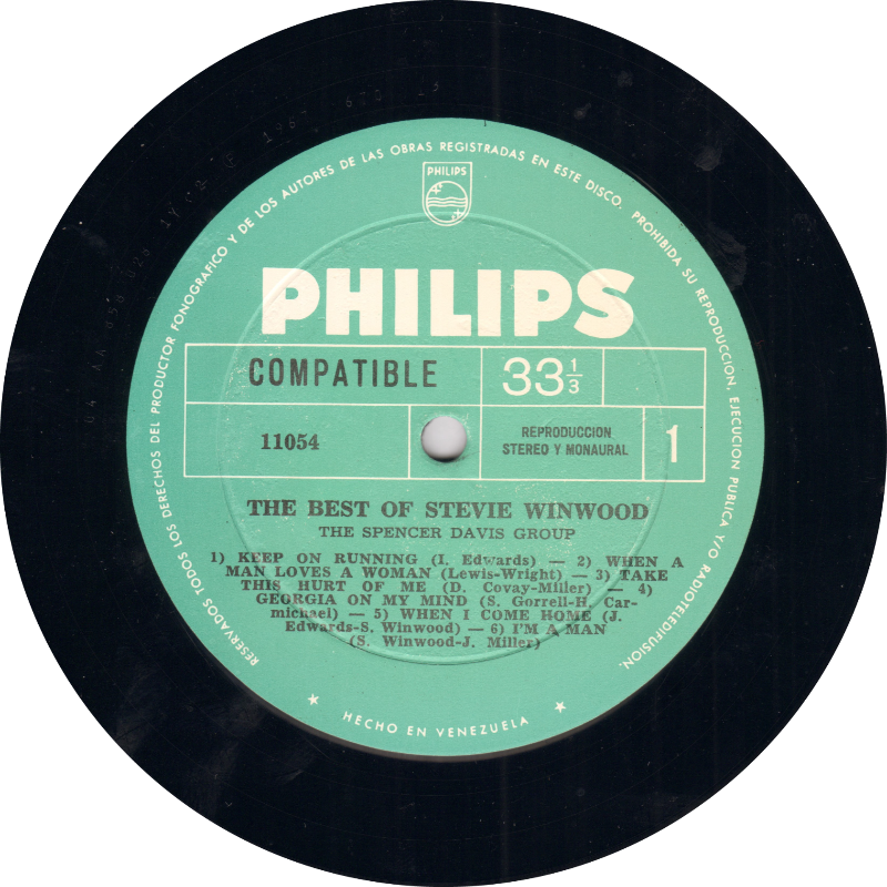 Side A of record The Best Of Stevie Winwood With The Spencer Davis Group
