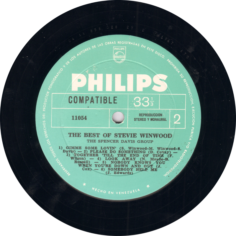 Side B of record The Best Of Stevie Winwood With The Spencer Davis Group