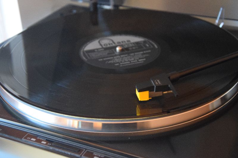 Record playing on recordplayer